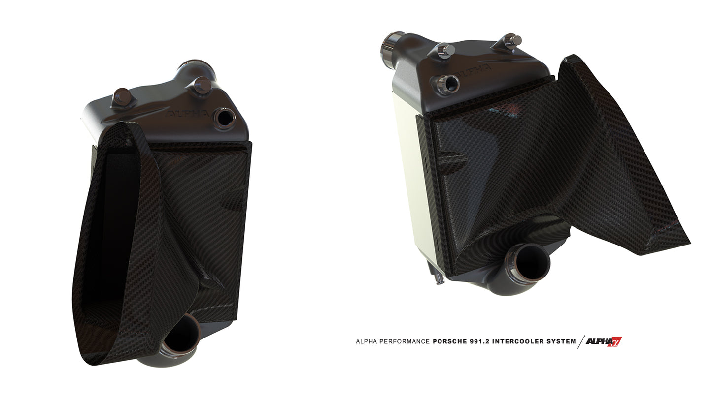 AMS Performance - ALPHA Porsche 991.2 Carrera Intercooler Kit With Carbon Fiber Shrouds