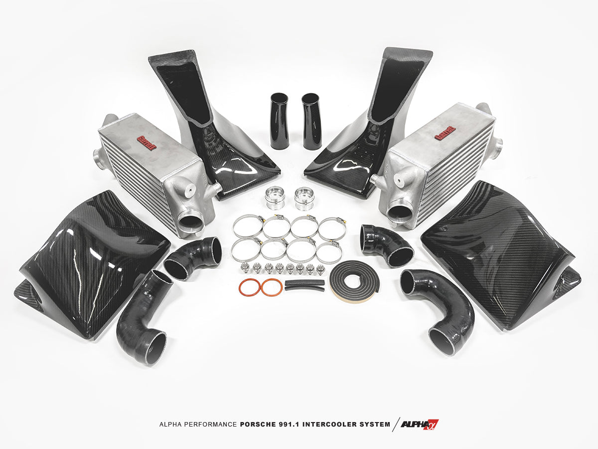 AMS Performance - ALPHA Porsche 991.1 Turbo / Turbo S Intercooler Kit With Carbon Fiber Shrouds