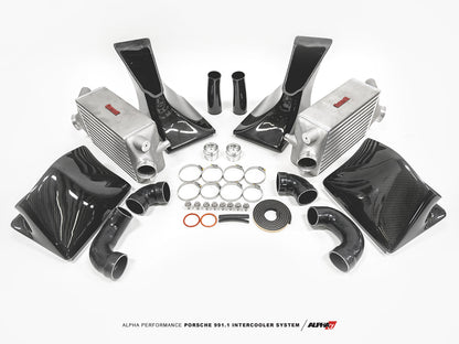 AMS Performance - ALPHA Porsche 991.1 Turbo / Turbo S Intercooler Kit With Carbon Fiber Shrouds