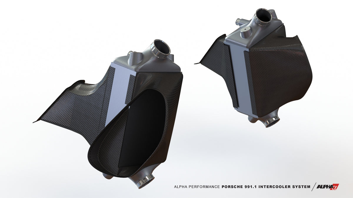 AMS Performance - ALPHA Porsche 991.1 Turbo / Turbo S Intercooler Kit With Carbon Fiber Shrouds