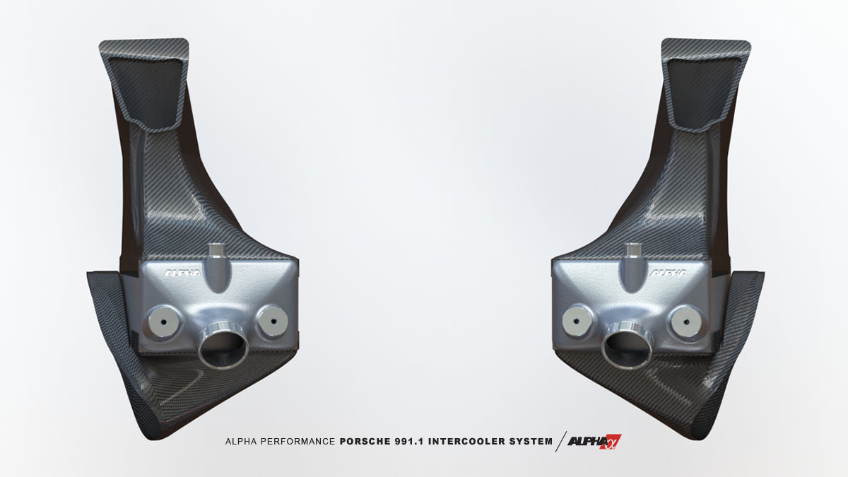 AMS Performance - ALPHA Porsche 991.1 Turbo / Turbo S Intercooler Kit With Carbon Fiber Shrouds