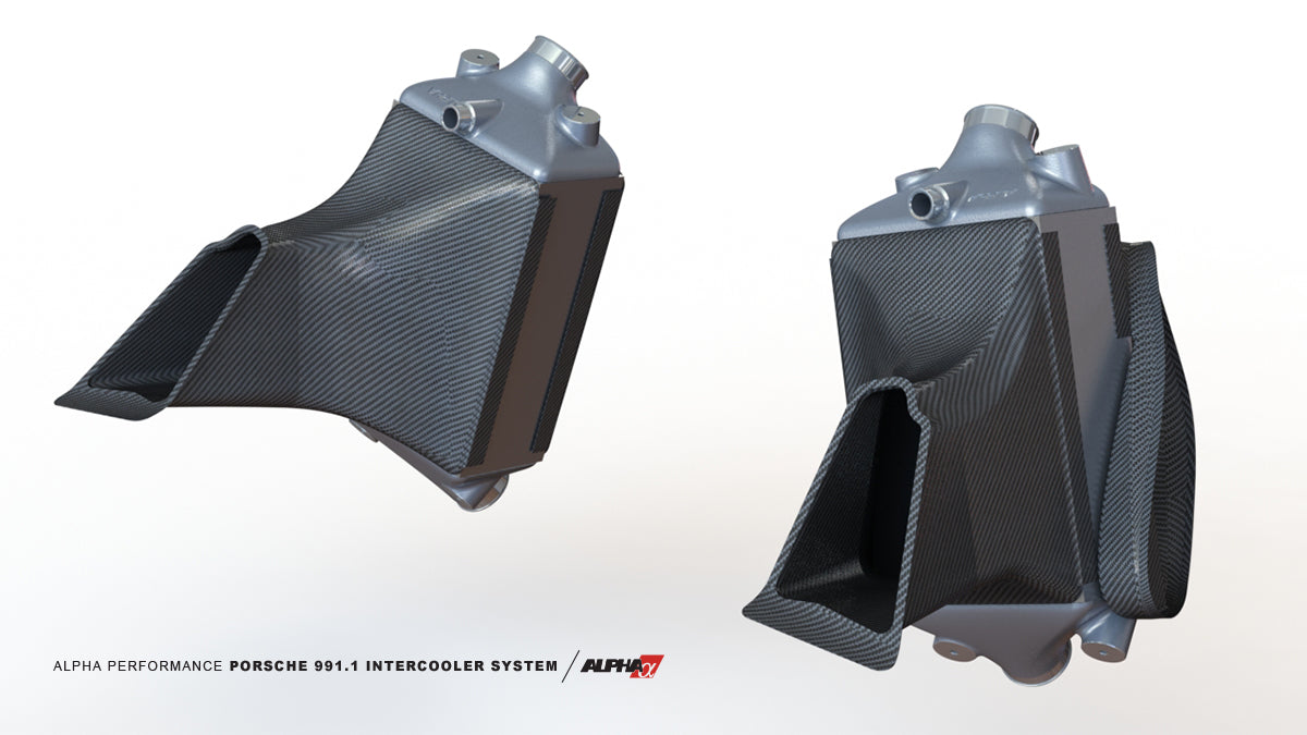 AMS Performance - ALPHA Porsche 991.1 Turbo / Turbo S Intercooler Kit With Carbon Fiber Shrouds